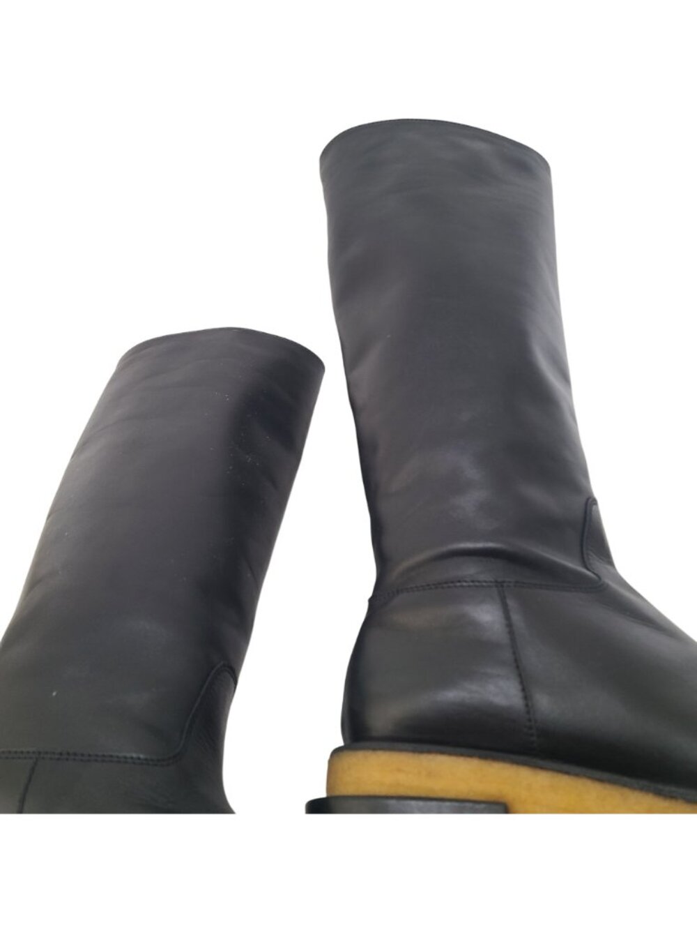 FRAME Black Leather Le Canon Noir Knee High Boots Black Size 11Classic - Picture 10 of 13